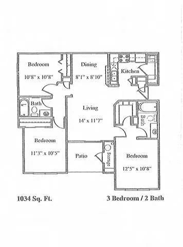 3BD 2BA 0937 floor plan